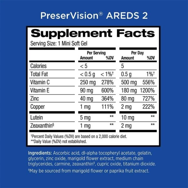 PreserVision AREDS 2 Eye Vitamin & Mineral Supplement, Contains Lutein, Vitamin C, Zeaxanthin, Zinc & Vitamin E, 120 Softgels (Packaging May Vary) - Image 6