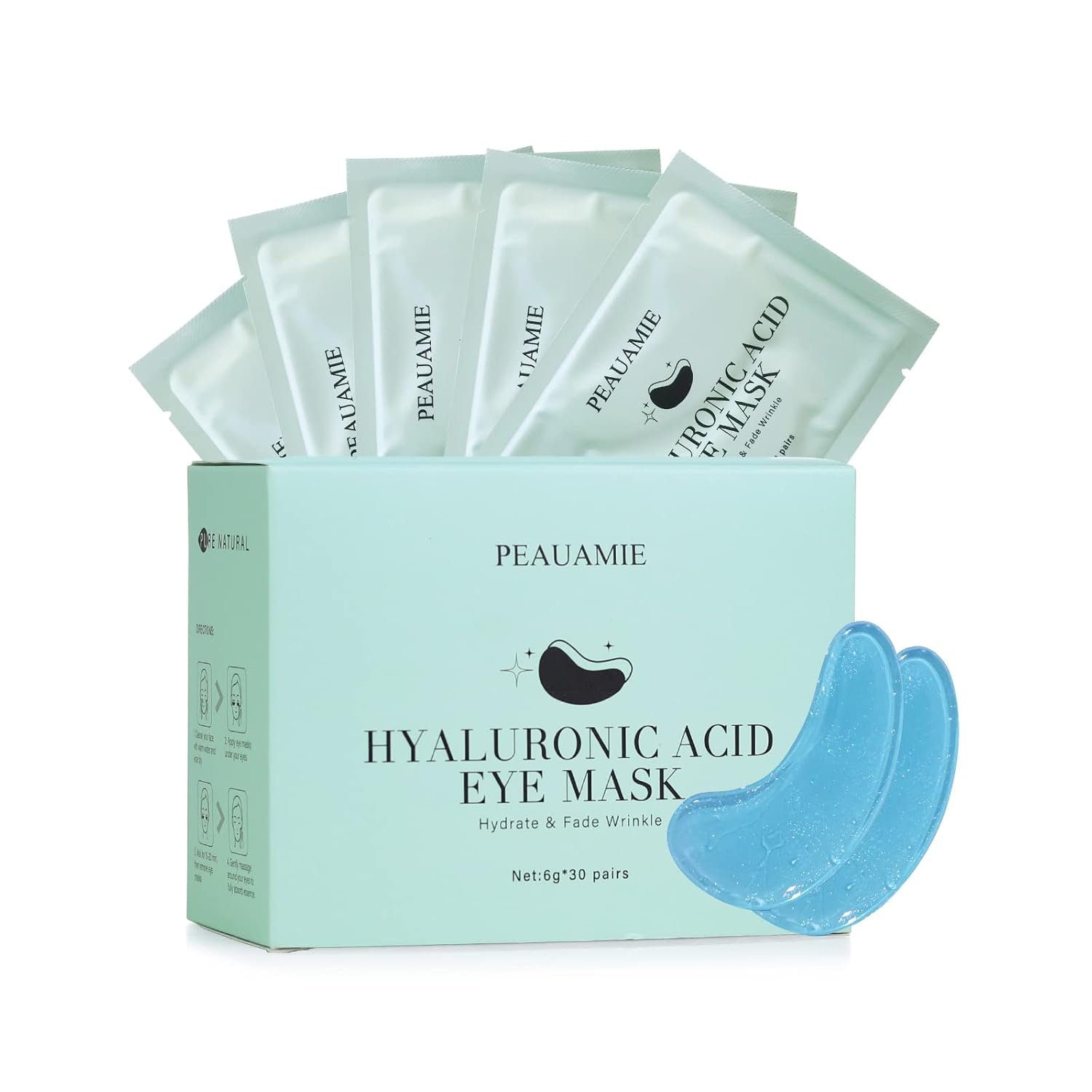 Under Eye Patchs (30 Pairs) Hyaluronic Acid Eye Mask for Dark Circles and Puffiness Wrinkle Eye Bags (Hyaluronic Acid) - Image 2