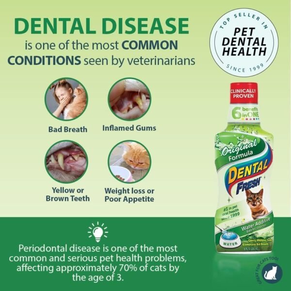 Dental Fresh Water Additive for Cats, Original Formula, 8 oz – Cat Breath Freshener – Products for Cats to Help Overall Cat Dental Health - Image 5