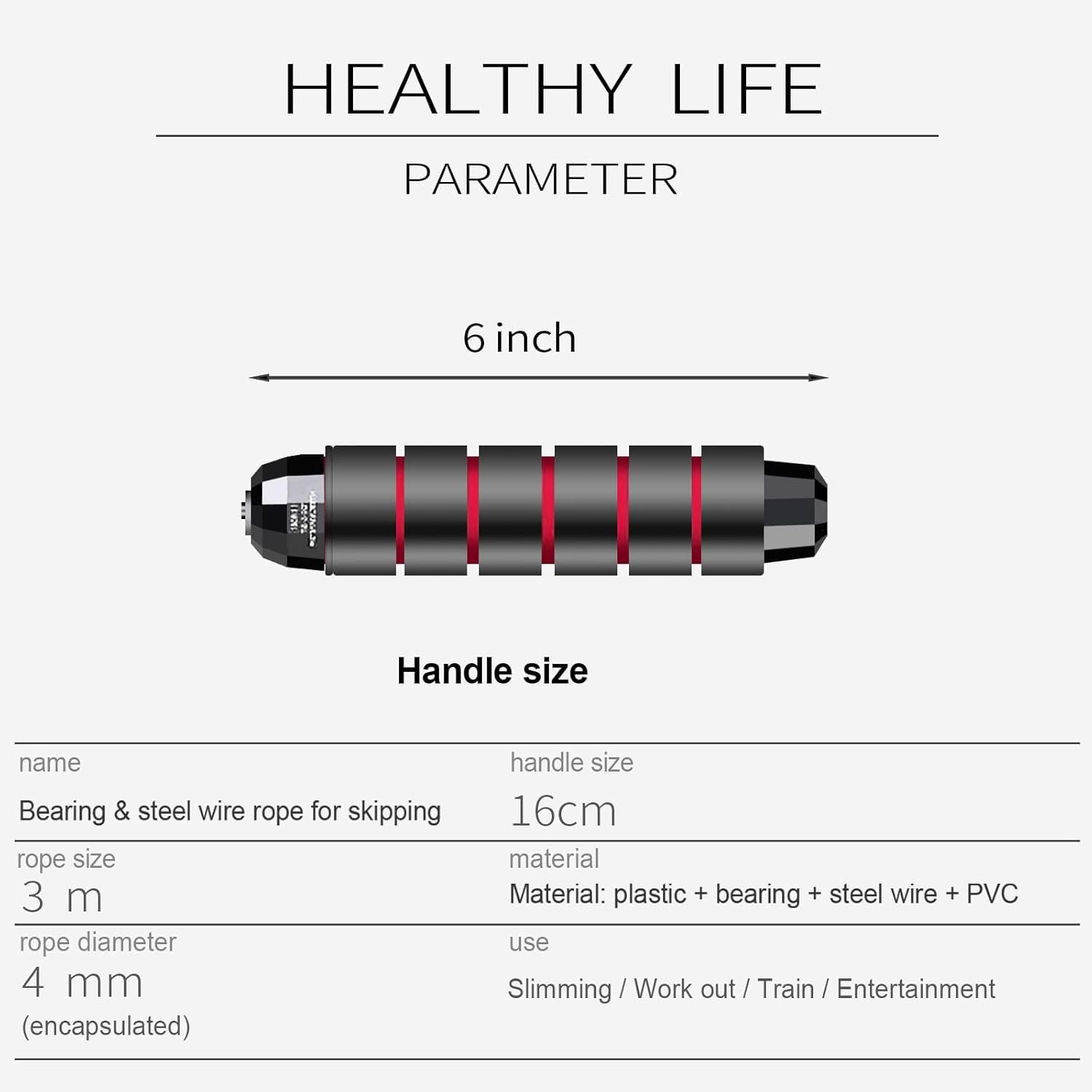 Skipping Rope with Ball Bearings Rapid Speed Adjustable Jump Rope Cable and 6” Memory Foam Handles Ideal for Aerobic Exercise Like Speed Training, Extreme Jumping, Endurance Training and Gym - Image 5