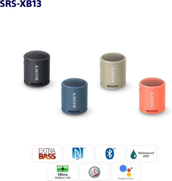 Sony SRSXB13/B Extra Bass Portable Waterproof Speaker with Bluetooth, USB Type-C, 16 Hours Battery Life - Image 12