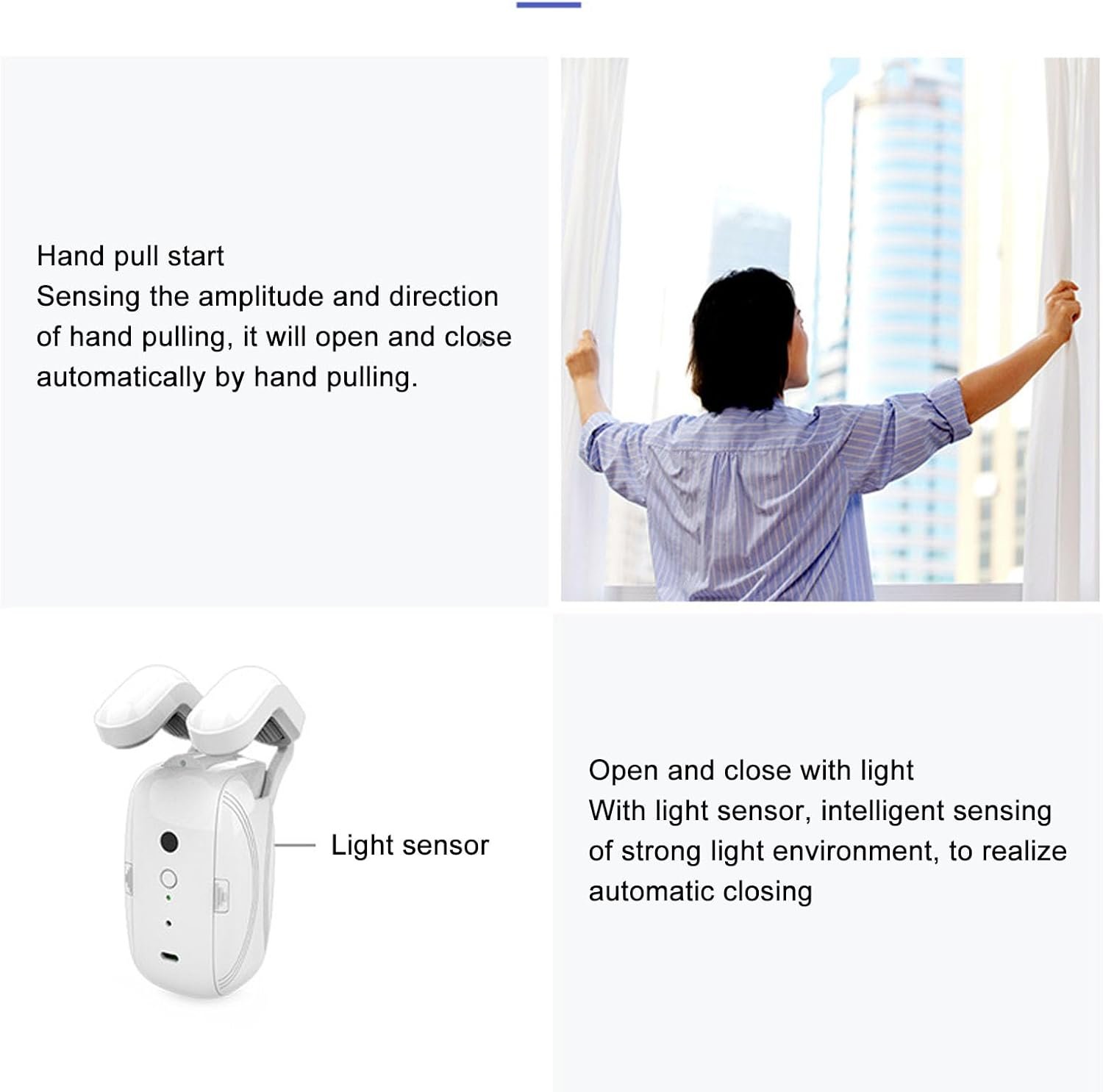 Automatic Curtain Opener, Light Sensor, BT Remote Control, Voice Control, Timer, Quiet Mode, Easy Installation - Image 5