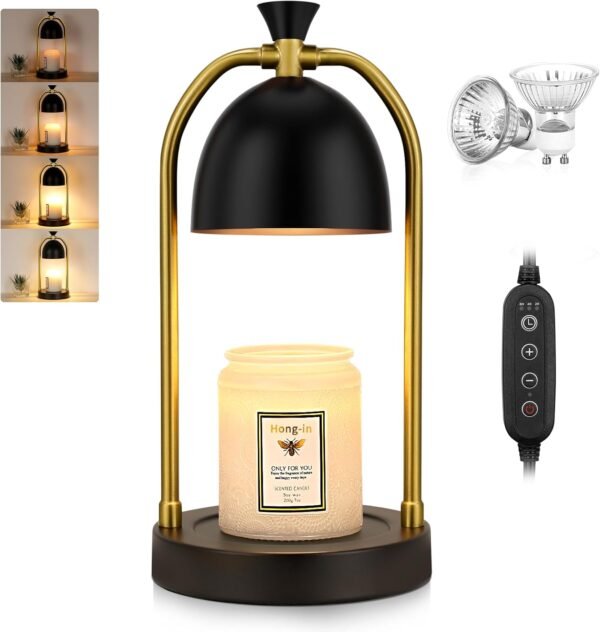 Candle Warmer Lamp with Timer - Electric Candle Light Warmer, Dimmable Black Candle Lamp Warmer with Timer,Gifts for Women,House Warming Gifts New Home, Wax Melt Warmer for Jar Candles - Image 2