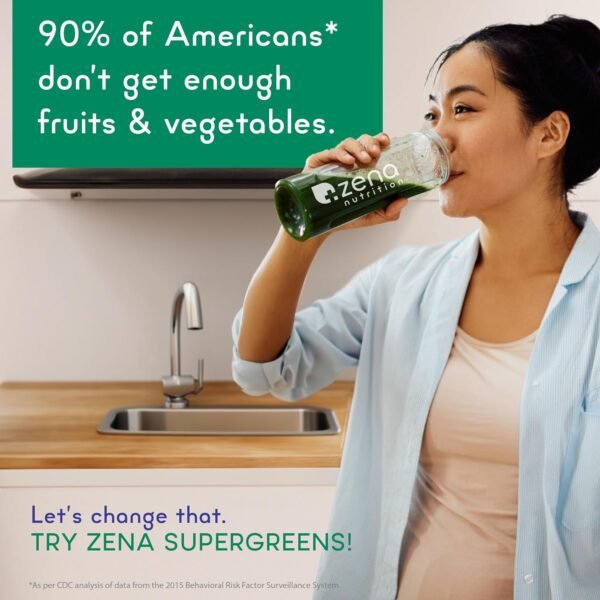 Zena Greens Organic SuperGreens Powder | 30 Day Tub | 70+ Superfood Ingredients | 3G Fiber | 0 Sugar | Fruits, Veggies, Herbs, Hydration, Antioxidants, Pre & Probiotics, & Digestive Blends - Image 7