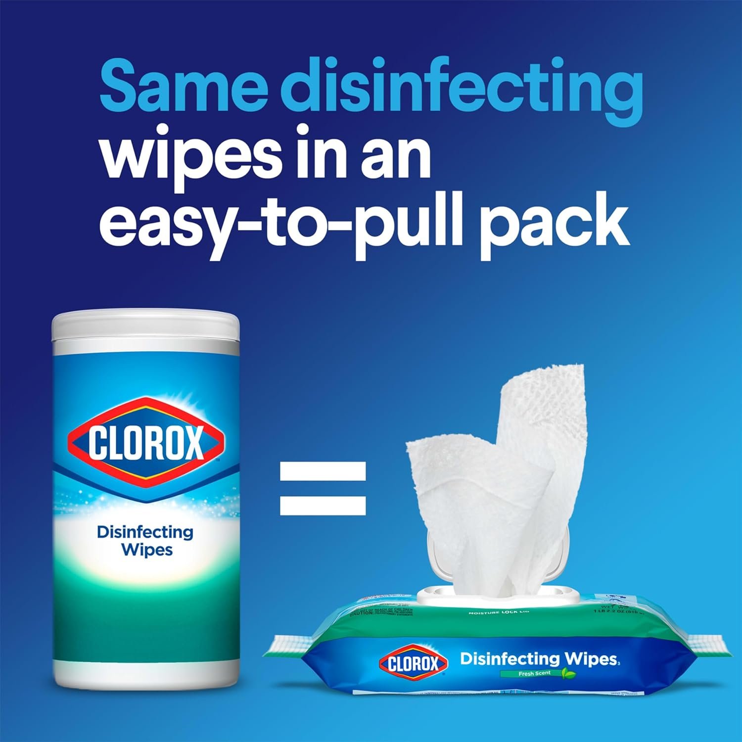 Clorox Disinfecting Wipes, Bleach Free Cleaning Wipes, Household Essentials, Fresh Scent, Moisture Seal Lid, 75 Wipes, Pack of 3 (New Packaging) - Image 4