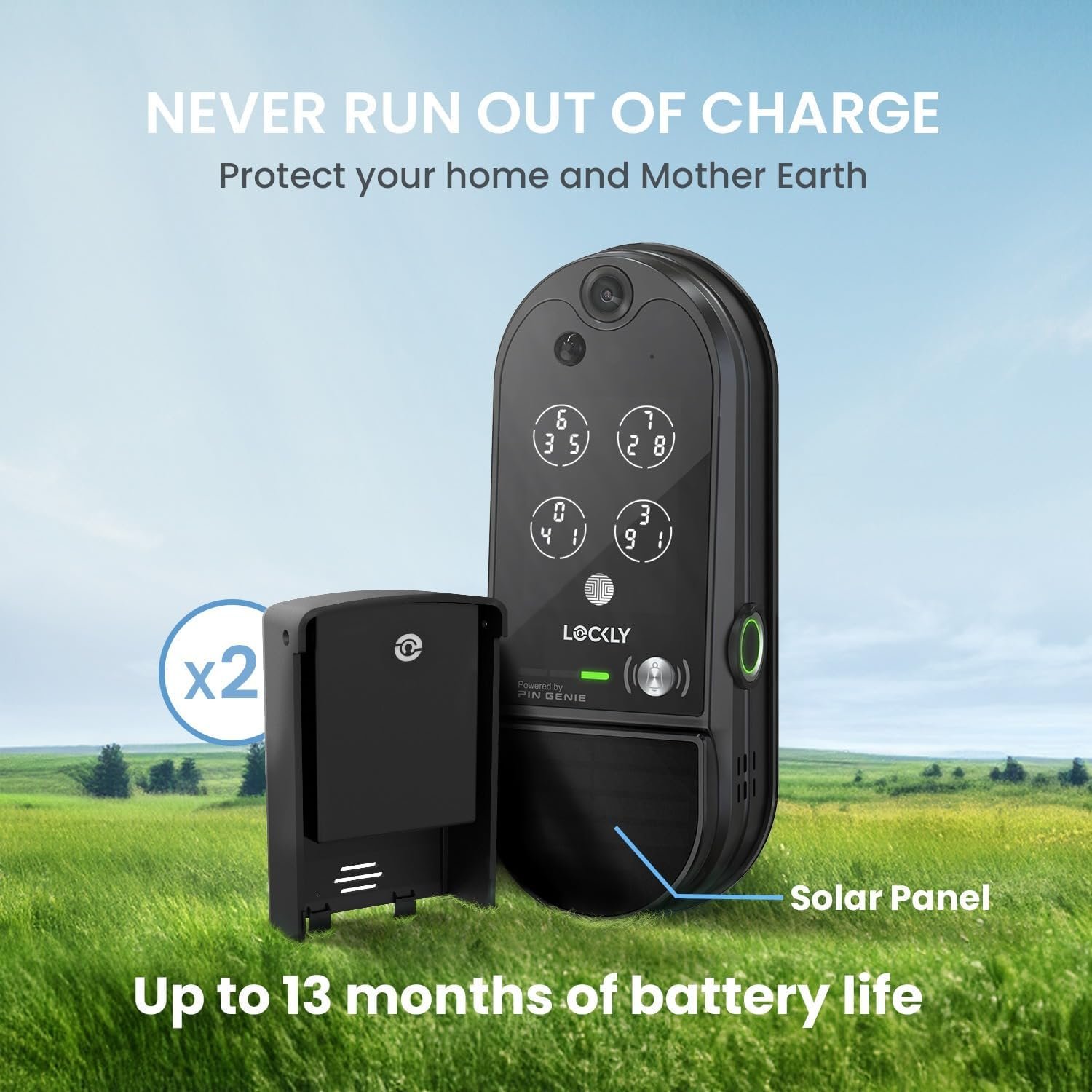 Lockly Vision Elite - WiFi Video Smart Lock with Night Vision Camera, Motion Sensor, Biometric Fingerprint, Voice Control, App Remote Control, Doorbell, Solar Panel, Digital Keypad, Matte Black - Image 7