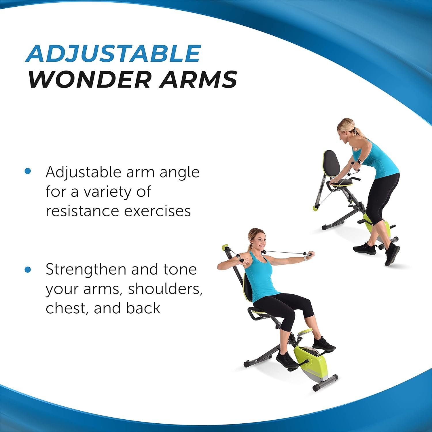 Stamina Wonder Exercise Bike | Build Upper and Lower Body Strength on One Machine | Includes Two Online Workout Videos, Chartreuse and Gray - Image 5