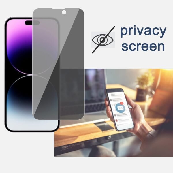 Ailun 2Pack Privacy Screen Protector Compatible for iPhone 14 Pro Max[6.7 inch] + 2 Pack Camera Lens Protector, Anti Spy Private Tempered Glass Film, Case Friendly, [9H Hardness] - HD [Black] - Image 3