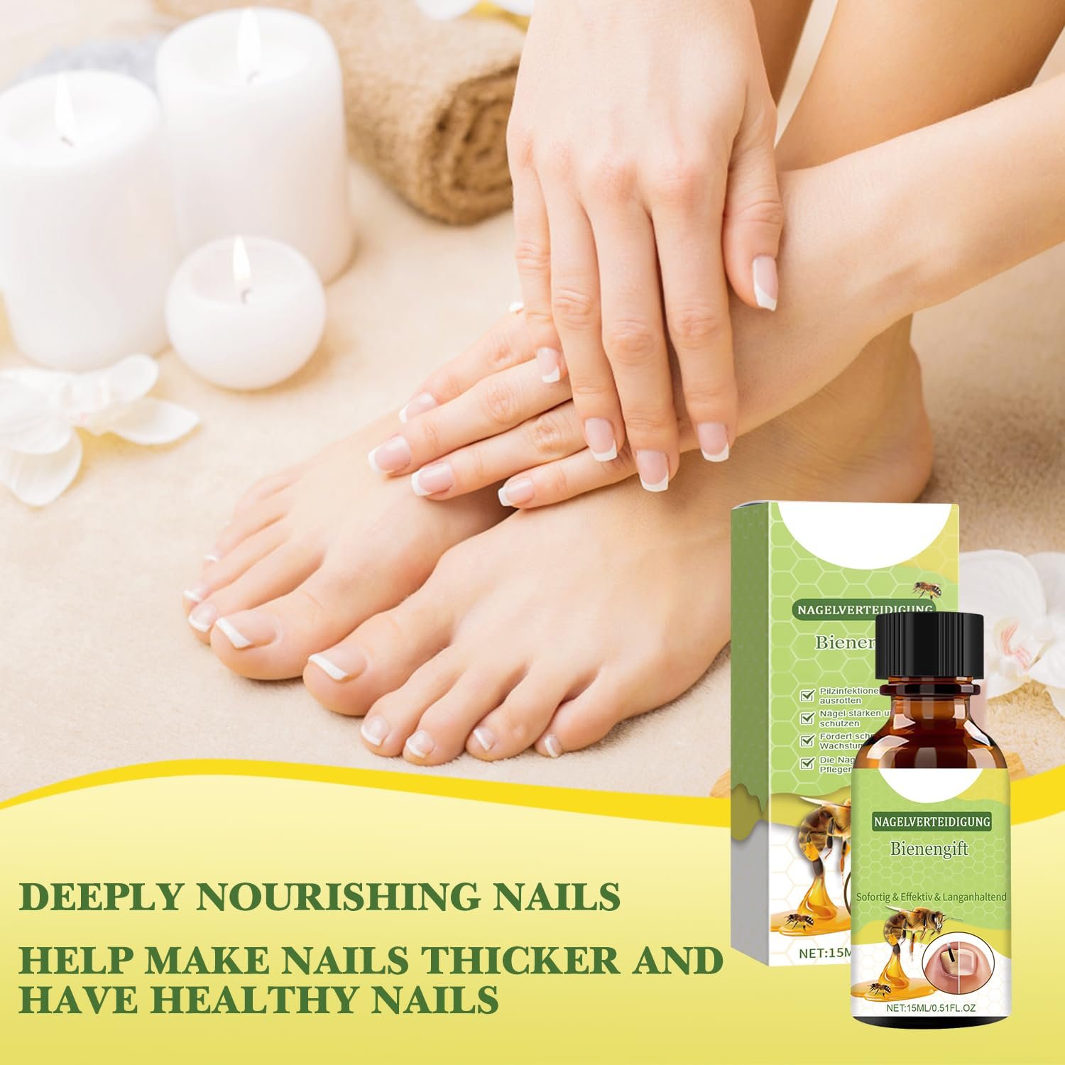 Nail Defense Bee Venom Treatment Serum, Nail Growth and Repair Serum, Foot Care Soothing Serum for Athletes Foot, Thick Toe Care, Nail Strengthener Cuticle Serum(15ml/2pcs) - Image 4