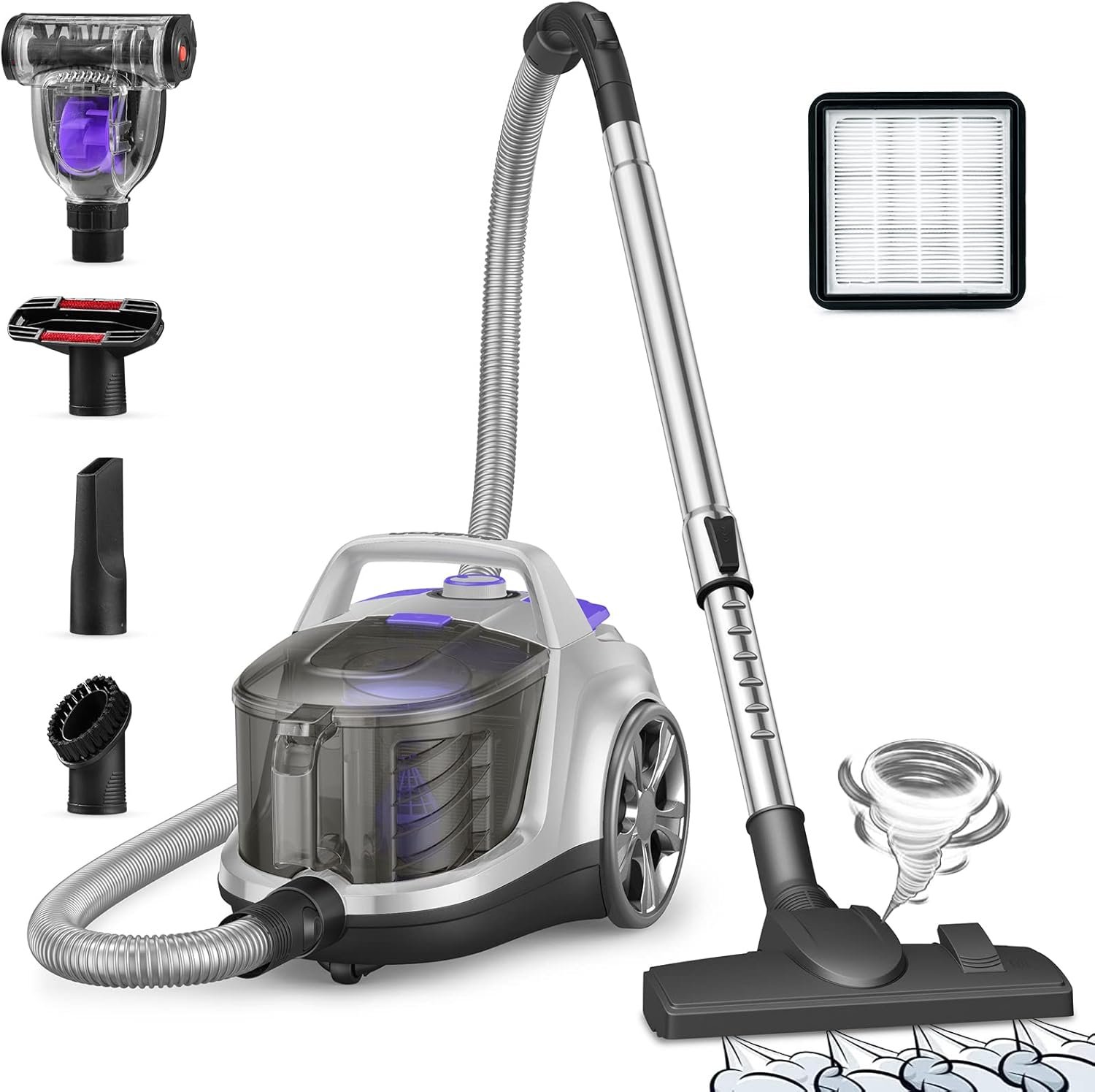 Aspiron Canister Vacuum Cleaner, Lightweight Bagless Vacuum Cleaner - Image 2