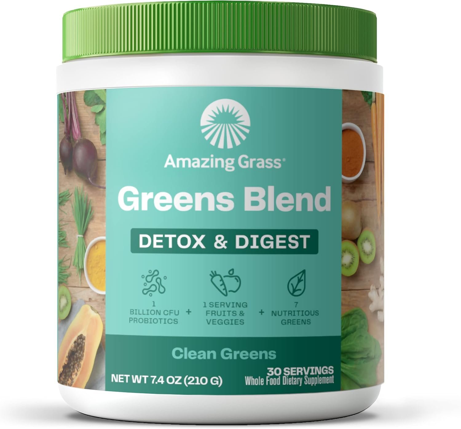 Amazing Grass Greens Superfood Detox & Digest: Greens Powder with Digestive Enzymes & Probiotics, Clean Green, 30 Servings (Packaging May Vary) - Image 2