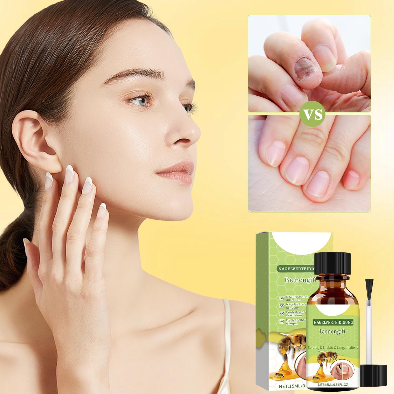 Nail Defense Bee Venom Treatment Serum, Nail Growth and Repair Serum, Foot Care Soothing Serum for Athletes Foot, Thick Toe Care, Nail Strengthener Cuticle Serum(15ml/2pcs) - Image 5