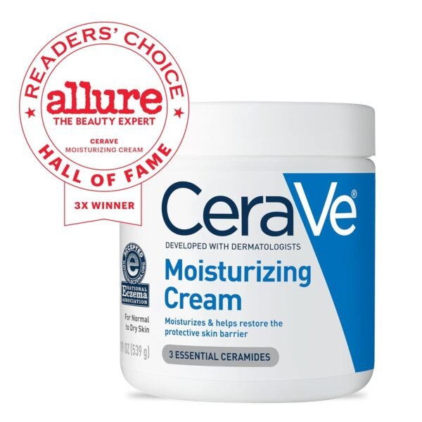 CeraVe Moisturizing Cream | Body and Face Moisturizer for Dry Skin | Body Cream with Hyaluronic Acid and Ceramides | Daily Moisturizer | Oil-Free | Fragrance Free | Non-Comedogenic | 19 Ounce - Image 3