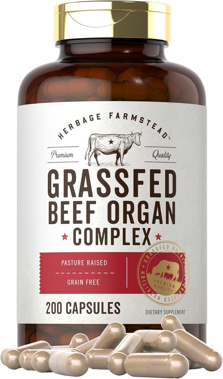 Carlyle Grass Fed Beef Organ Complex | 200 Capsules | Pasture Raised, Grain Free Supplement | with Desiccated Liver, Kidney, Pancreas, Heart, Spleen | Non-GMO, Gluten Free | by Herbage Farmstead - Image 2