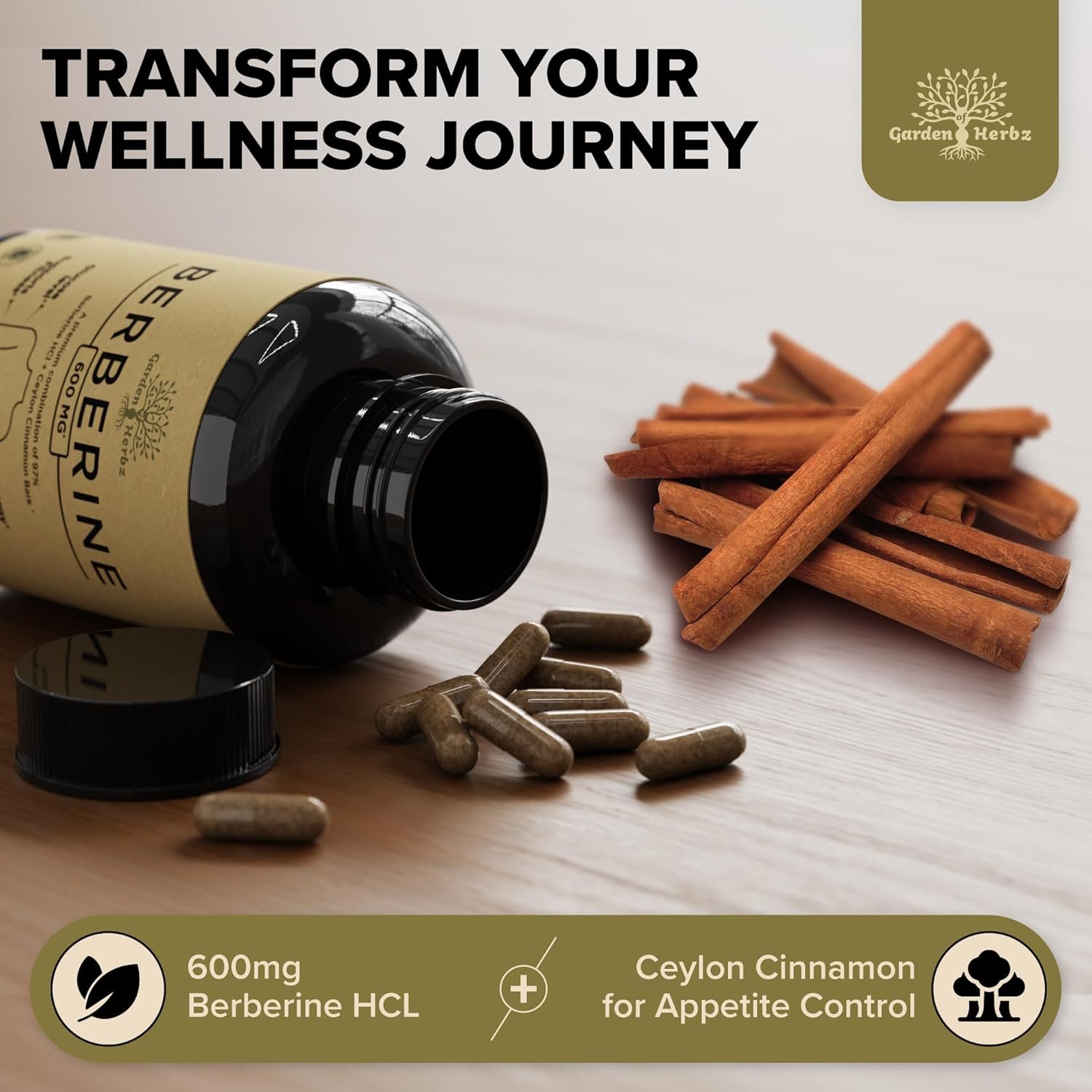 600 Mg Berberine Supplement – Berberine HCL & Ceylon Cinnamon Capsules for Women & Men – Supports Healthy Weight Management & Digestion - Image 3