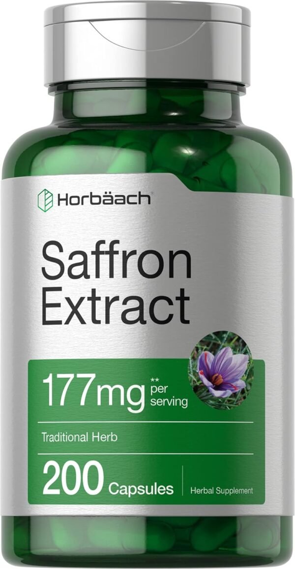 Horbäach Saffron Extract Capsules 177 mg 200 Count | Non-GMO, Gluten Free Supplement - Image 2