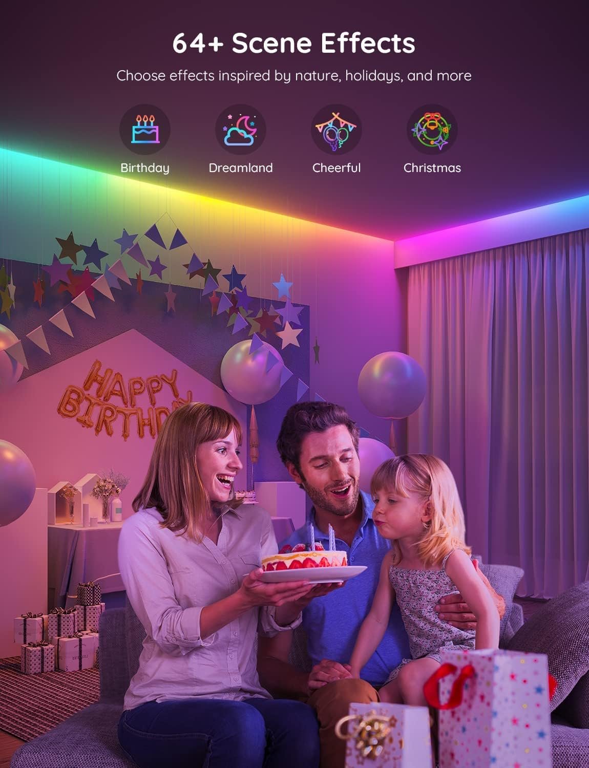Govee RGBIC LED Strip Lights, 32.8ft Smart LED Lights for Bedroom, Bluetooth LED Lights APP Control, DIY Multiple Colors on One Line, Color Changing LED Strip Lighting Music Sync, Party Decor - Image 6