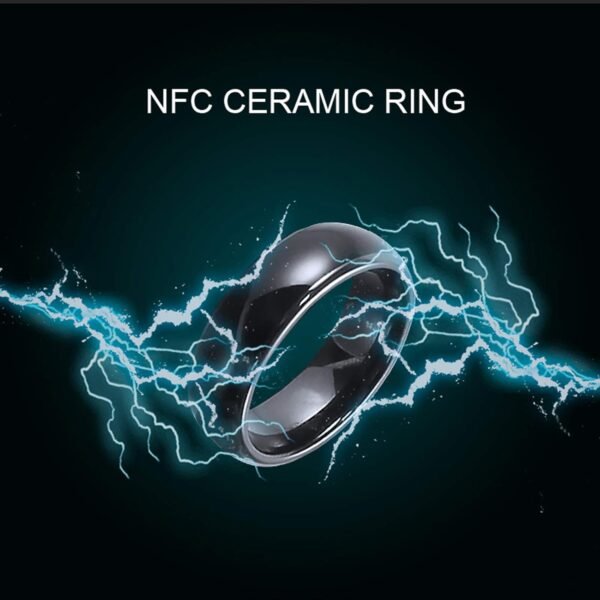 Waterproof Ceramic NFC Ring, NFC Forum Type 2 215 496 Bytes Chip Universal for Mobile Phone, All-Round Sensing Technology Wearable Smart Ring, Fasion Ring for Men or Women (12#, Black) - Image 10