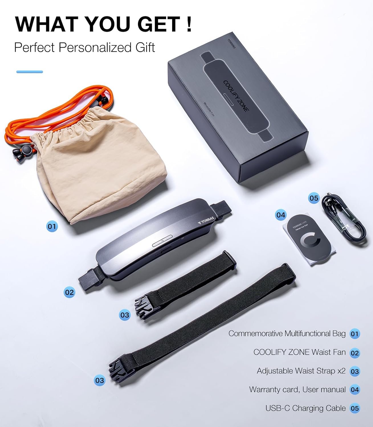 TORRAS 2024 COOLiFY ZONE Wearable Waist Fan with Max 15H Working Time, Strong Wind Power for Full Body Cooling fan, Rechargeable Belt Fan, Durable and Suitable for Outdoor Work and Sports - Image 9