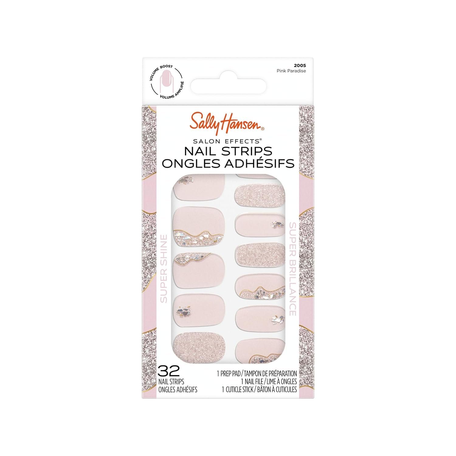 Sally Hansen Salon Effects Super Shine, Pink Paradise, Nail Strips, No UV Light Needed, No Dry Time, Long-Lasting, Non-Damaging, No Chipping - Image 2
