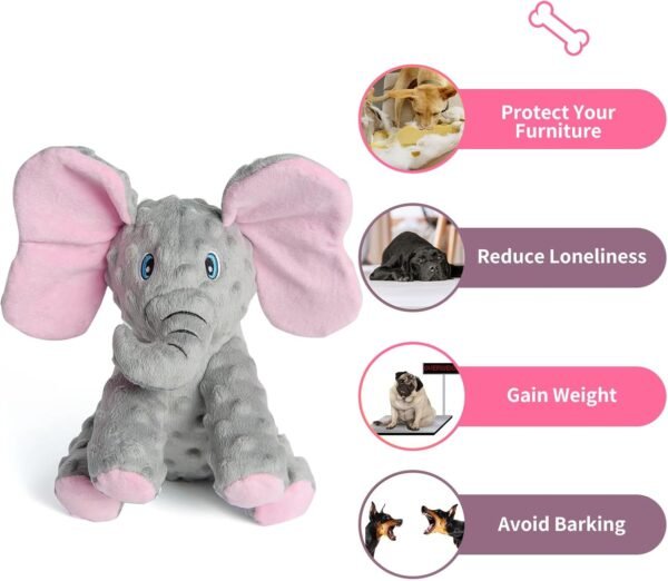 DODODOLA Dog Toys Puppy Toys Cute Squeaky Elephant Dog Toy with Crinkle Paper Stuffed Plush Animal Dog Toys to Keep Them Busy for Small Medium Large Dogs - Image 4