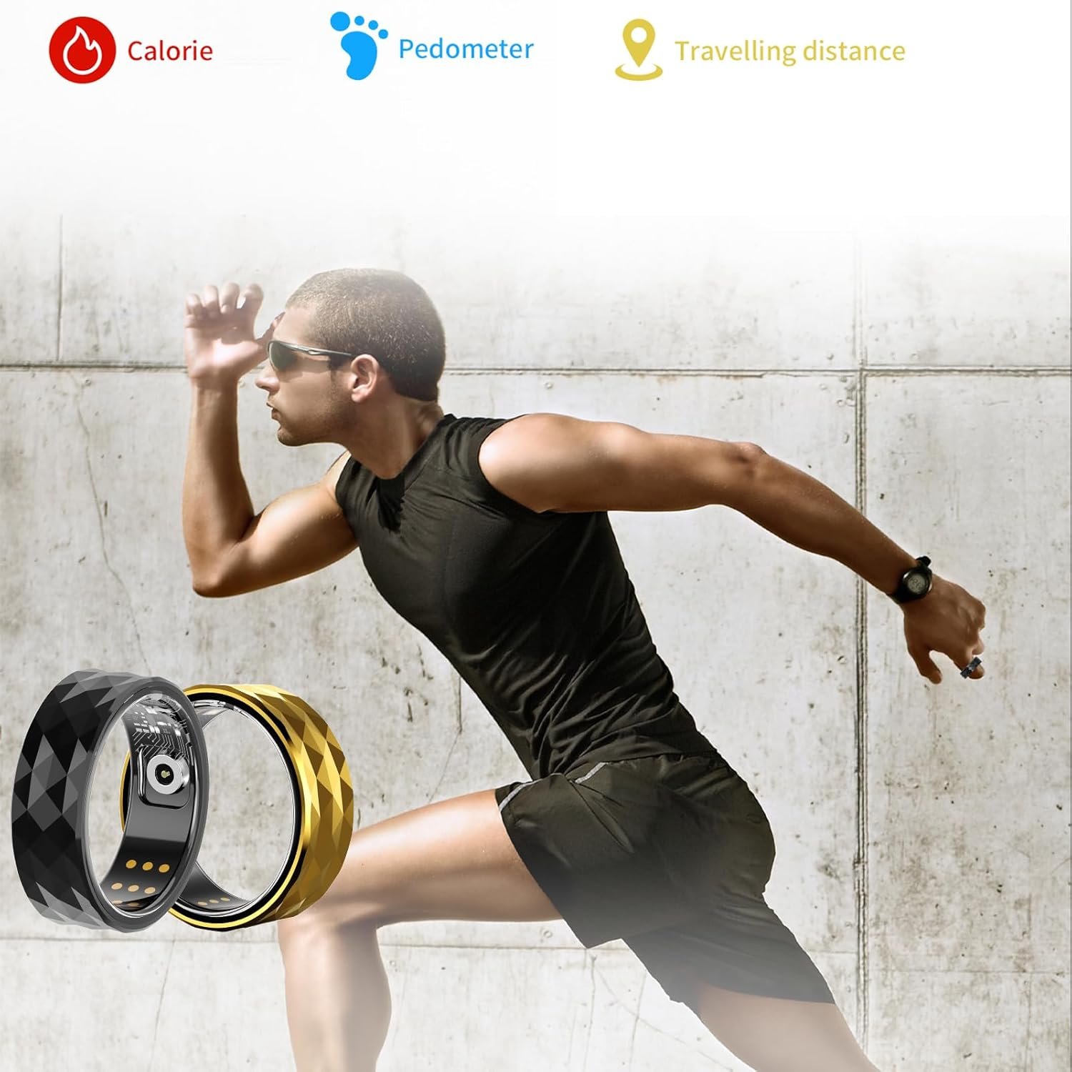 Smart Ring, Activity & Fitness Tracker Ring for Women/Men, No APP Subscription, Fitness Tracking Smart Ring with Calories/Heart Rate/Blood Oxygen/Sleep Monitoring, IP68 Waterproof-10#, Black - Image 5