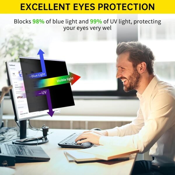 24 Inch Computer Privacy Screen for 16:9 Computer Monitor, Anti-Blue Light Monitor Privacy Screen Fliter, Anti-UV Computer Screen Privacy Shield, Hanging Type, Universal 23.6" 23.8" 24'' - Image 5