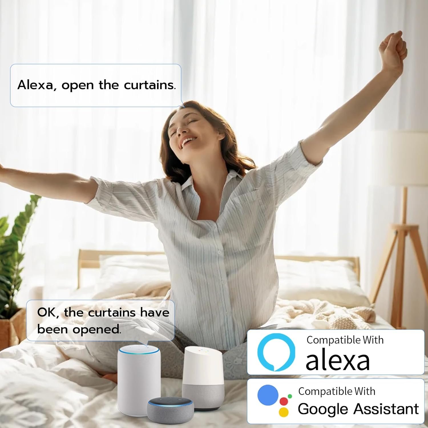 Eseesmart Smart Automatic Curtain Opener - Curtain Opener Electronic, Remote Control with App/Timer/Voice, Automatic Light Sensor, Add Gateways, for Google Alexa, No Remote - Image 10