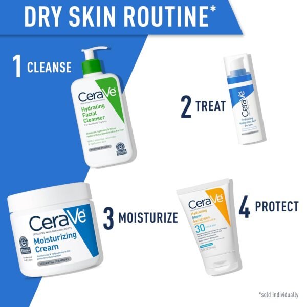 CeraVe Moisturizing Cream | Body and Face Moisturizer for Dry Skin | Body Cream with Hyaluronic Acid and Ceramides | Daily Moisturizer | Oil-Free | Fragrance Free | Non-Comedogenic | 19 Ounce - Image 7