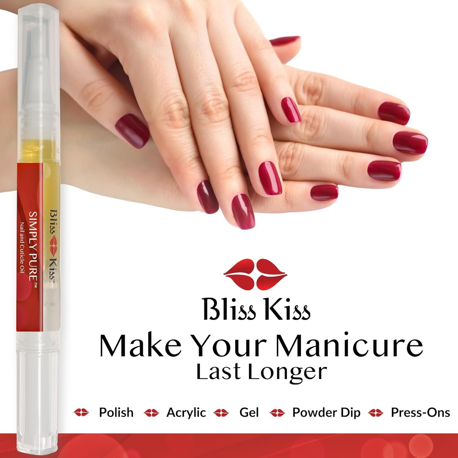 Bliss Kiss | 1 Fragrance Free | Nail Oil Cuticle Pen w/Vitamin E & Jojoba⏤Nail Strengthener Nail Growth Serum for Brittle Peeling Breaking Thin Nails - Image 4