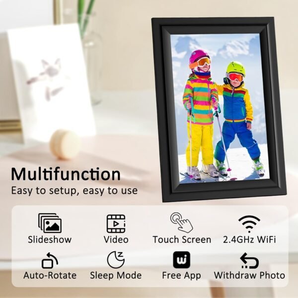 SAMMIX Digital Picture Frame, 10.1 Inch WiFi Digital Photo Frame, IPS HD Touch Screen Electronic Picture Frame, 16GB Storage, Slideshow, Easy to Share Photos and Video via Uhale APP, Gifts for Family - Image 3