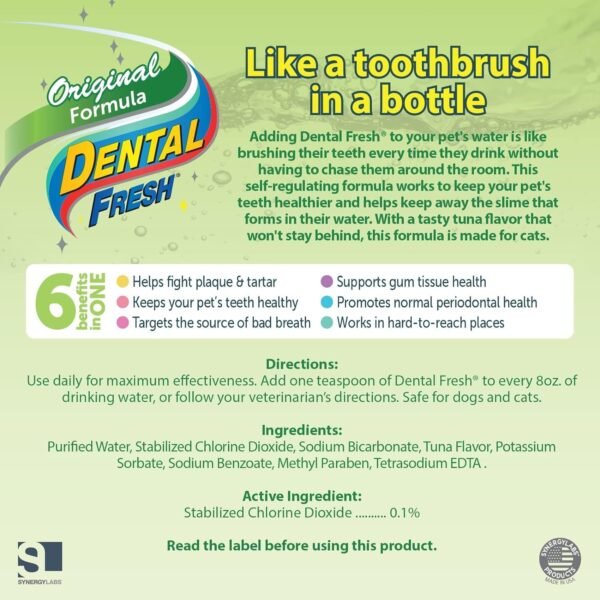 Dental Fresh Water Additive for Cats, Original Formula, 8 oz – Cat Breath Freshener – Products for Cats to Help Overall Cat Dental Health - Image 3