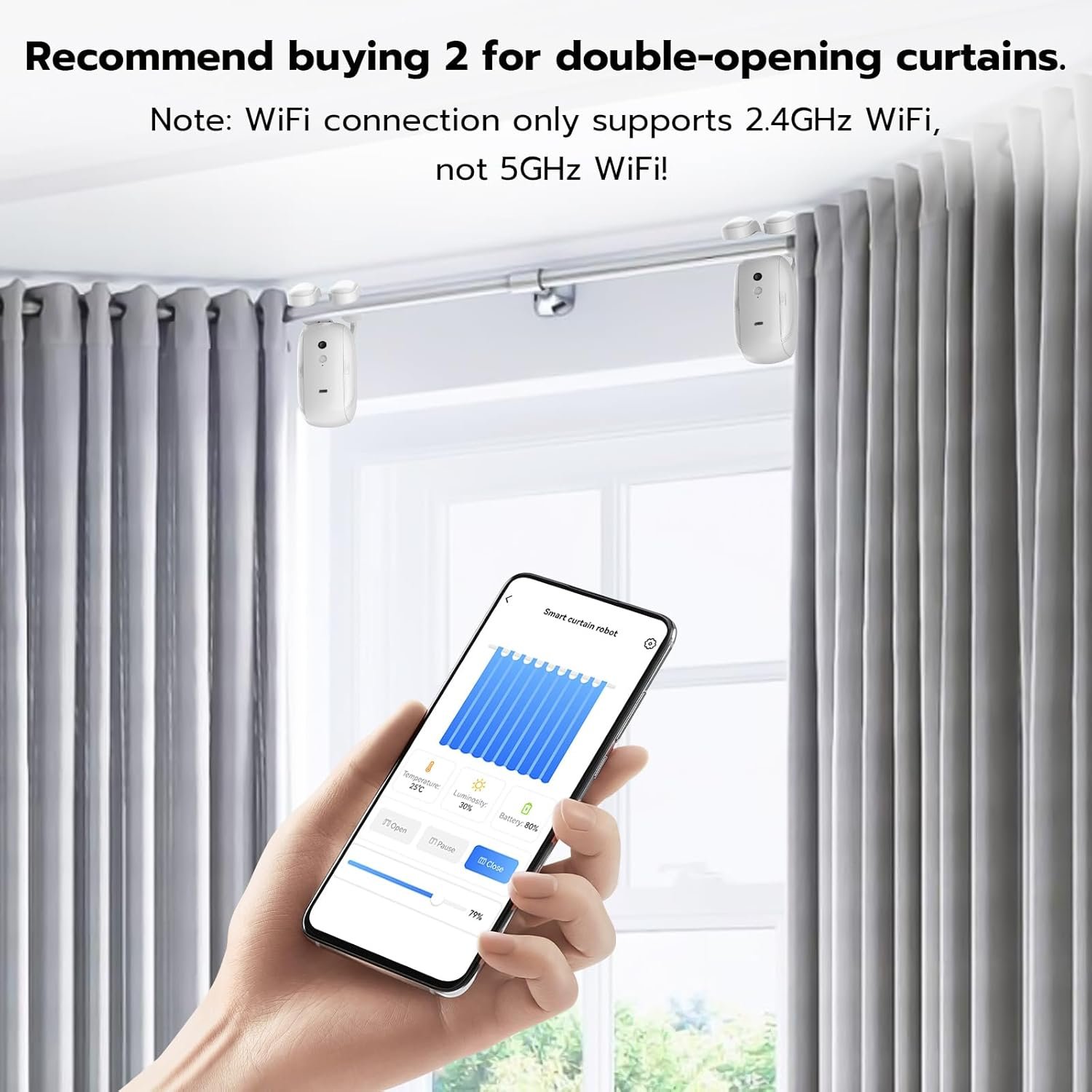 Eseesmart Smart Automatic Curtain Opener - Curtain Opener Electronic, Remote Control with App/Timer/Voice, Automatic Light Sensor, Add Gateways, for Google Alexa, No Remote - Image 9