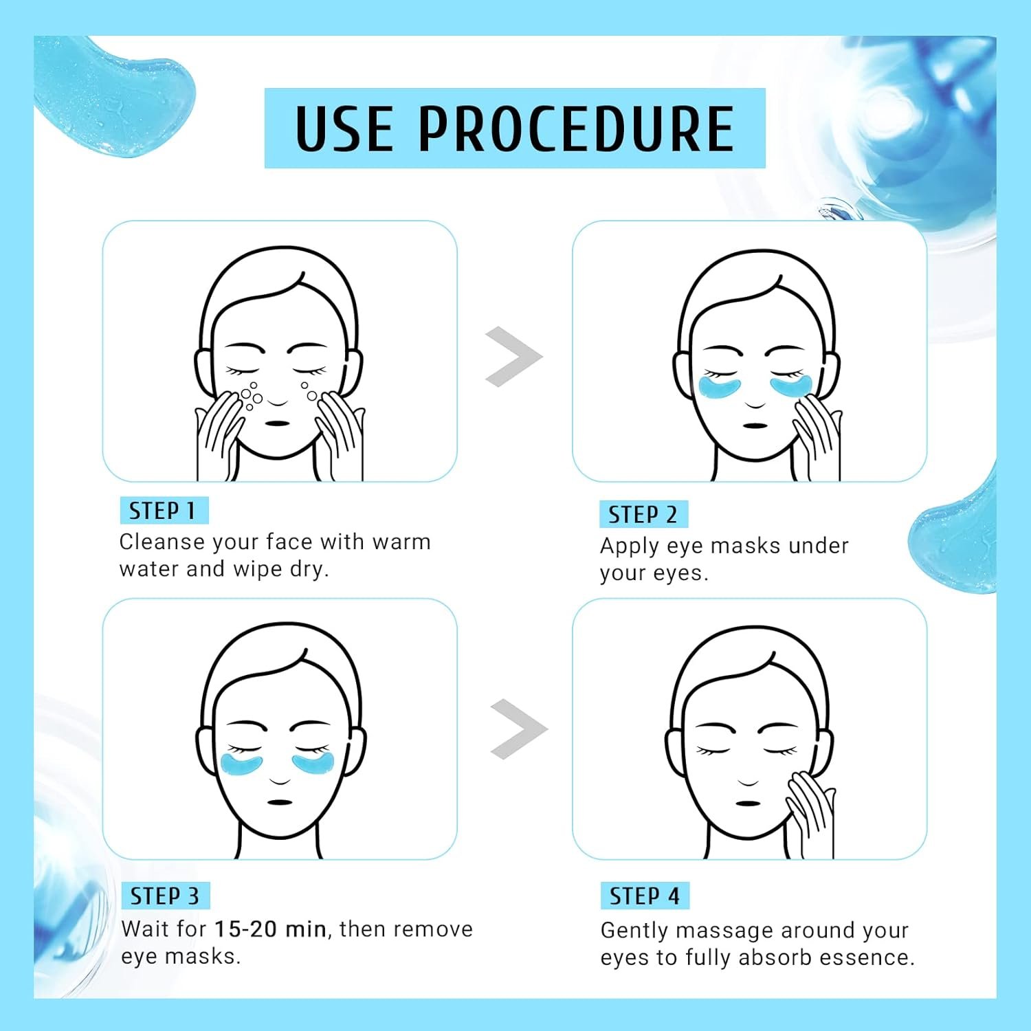 Under Eye Patchs (30 Pairs) Hyaluronic Acid Eye Mask for Dark Circles and Puffiness Wrinkle Eye Bags (Hyaluronic Acid) - Image 7