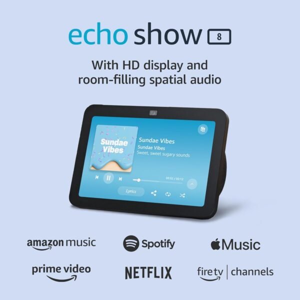 Amazon Echo Show 8 (3rd Gen, 2023 release) | With Spatial Audio, Smart Home Hub, and Alexa | Charcoal - Image 2