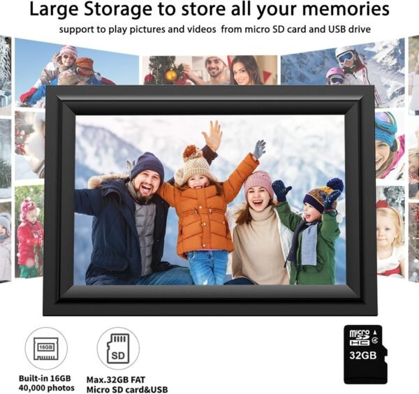 SAMMIX Digital Picture Frame, 10.1 Inch WiFi Digital Photo Frame, IPS HD Touch Screen Electronic Picture Frame, 16GB Storage, Slideshow, Easy to Share Photos and Video via Uhale APP, Gifts for Family - Image 6