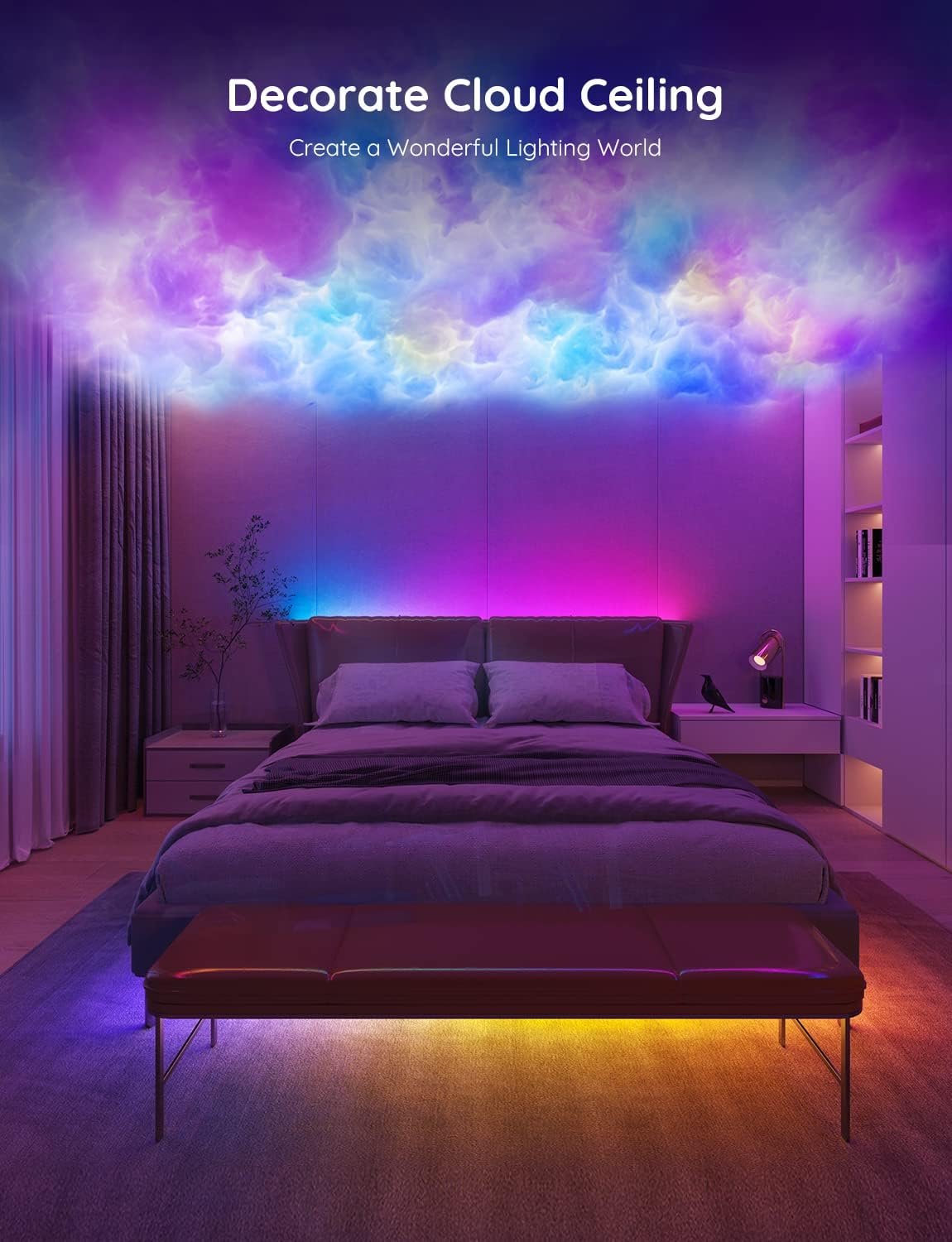 Govee RGBIC LED Strip Lights, 32.8ft Smart LED Lights for Bedroom, Bluetooth LED Lights APP Control, DIY Multiple Colors on One Line, Color Changing LED Strip Lighting Music Sync, Party Decor - Image 5