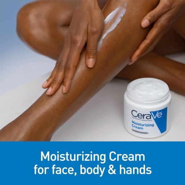 CeraVe Moisturizing Cream | Body and Face Moisturizer for Dry Skin | Body Cream with Hyaluronic Acid and Ceramides | Daily Moisturizer | Oil-Free | Fragrance Free | Non-Comedogenic | 19 Ounce - Image 4