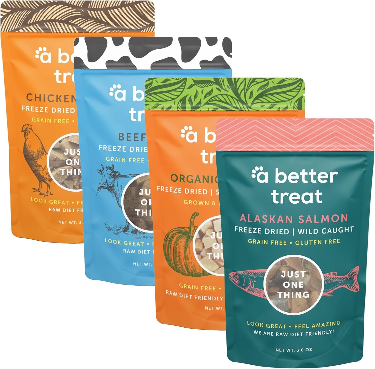 A Better Treat – Freeze Dried Organic Pumpkin, Wild Caught Salmon, Grass Fed Beef, Free-Range Chicken Dog and Cat Treats | Natural, Healthy, Diabetic Friendly | Made in The USA - Image 2