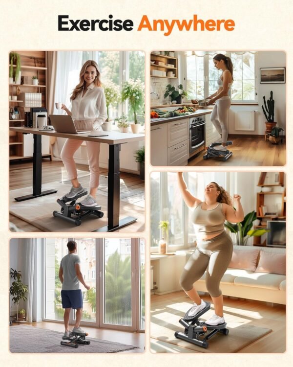 Niceday Twist Stepper for Exercise at Home, Mini Stepper with Resistance Bands, Stair Stepper with 300LBS Loading Capacity, Hydraulic Fitness Stepper with LCD Monitor Gray - Image 9