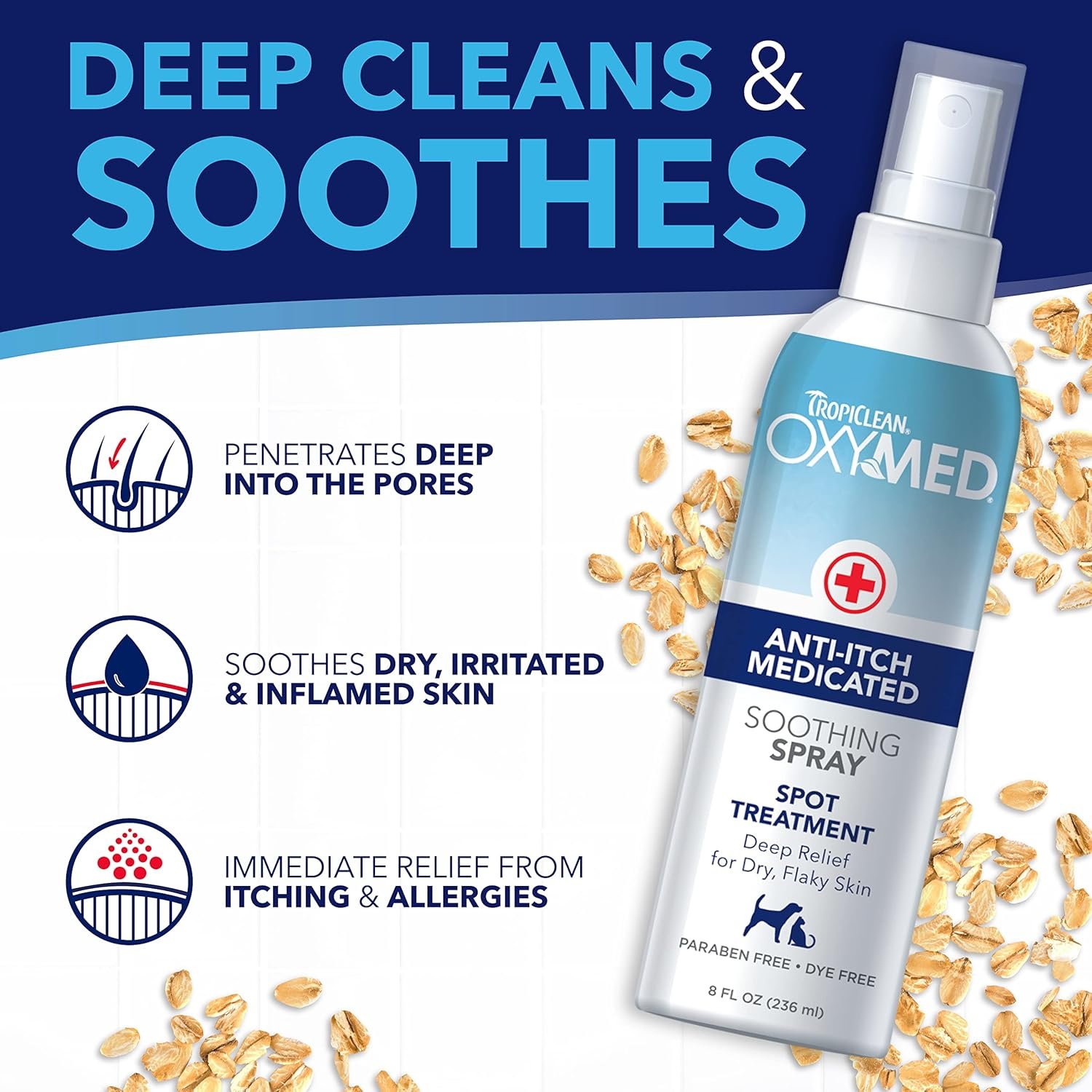 TropiClean Oxymed Medicated Cat & Dog Itch Relief Spray | Gentle Skin Soother for Dogs & Cats | 8 oz - Image 6