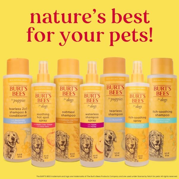 Burt's Bees for Pets Oatmeal Dog Shampoo - Soothing Shampoo for Dogs - Gentle Dog Shampoo for Sensitive Skin - Moisturizing Pet Care with Colloidal Oat Flour & Honey - Fragrance Free, 16 Oz - Image 8