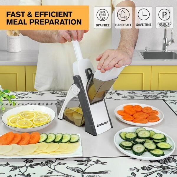 Mandoline Slicer/Veggie chopper for Kitchen &Safe Vegetable Chopper & Adjustable mandoline slicer.Easy to clean/storage/No need to replace the blade/safe and does not hurt your hands - Image 8