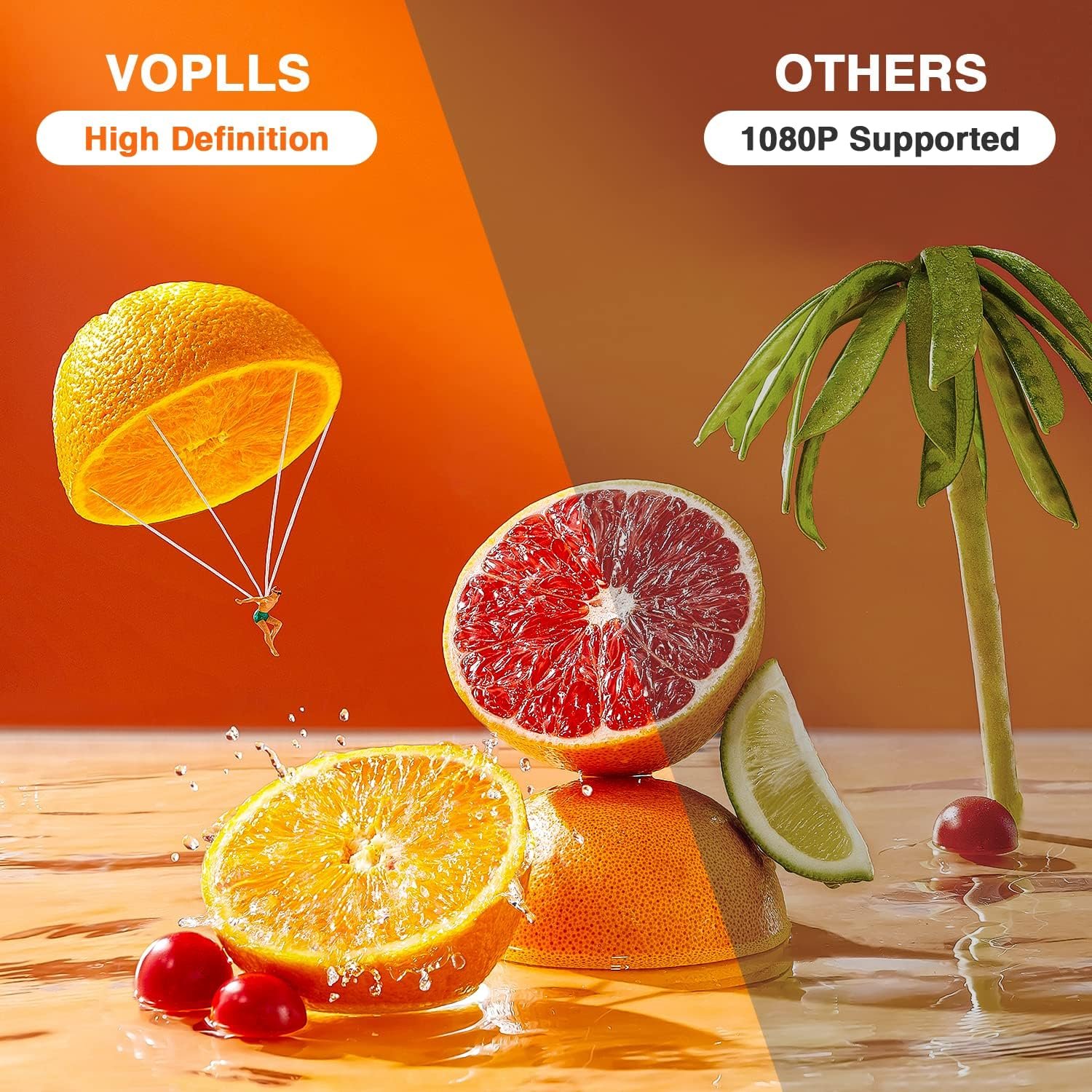 Mini Projector, VOPLLS 1080P Full HD Supported Video Projector, Portable Outdoor Home Theater Movie Projector, 50% Zoom, Compatible with HDMI, USB, AV, Smartphone/Tablet/Laptop (Small Projector) - Image 3