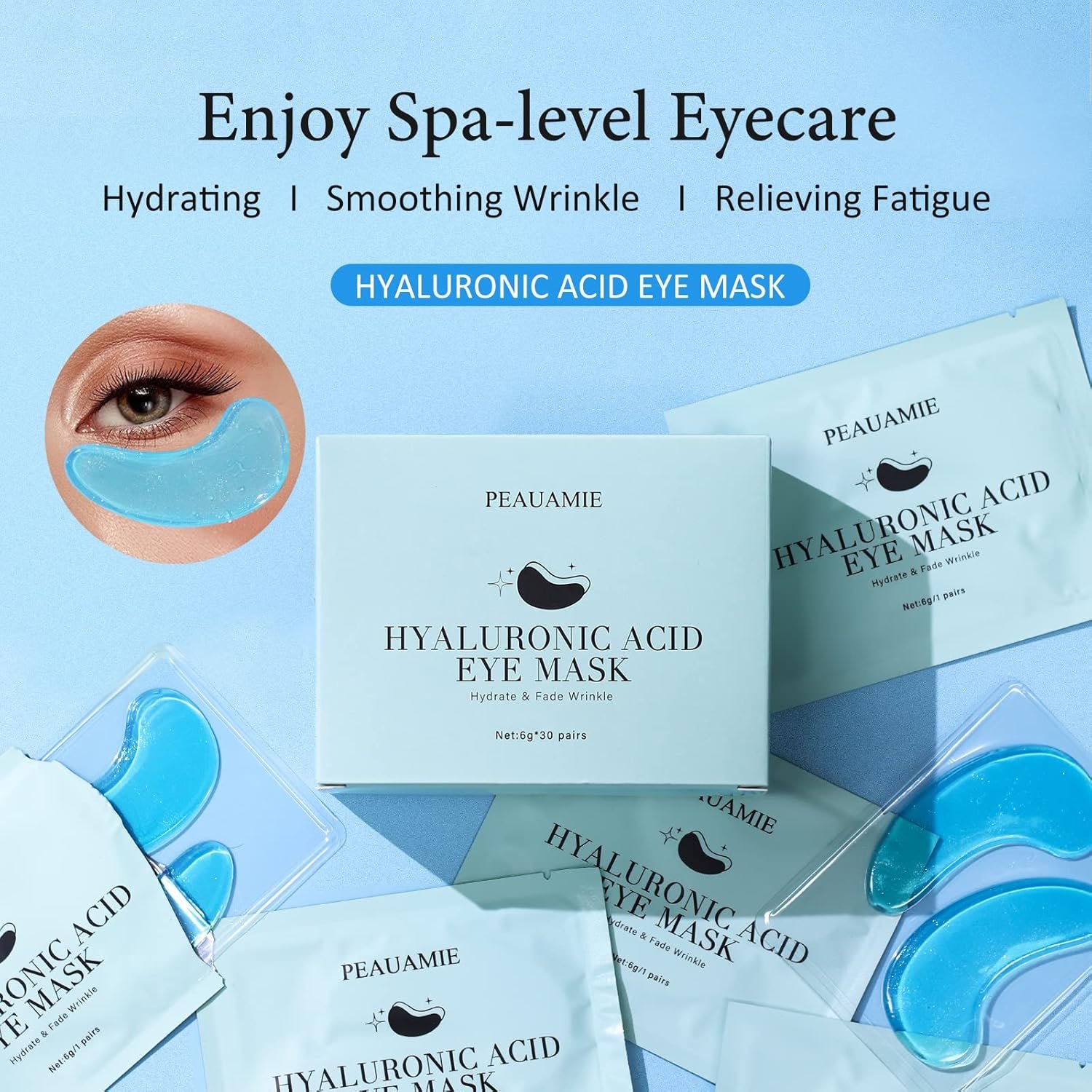 Under Eye Patchs (30 Pairs) Hyaluronic Acid Eye Mask for Dark Circles and Puffiness Wrinkle Eye Bags (Hyaluronic Acid) - Image 3