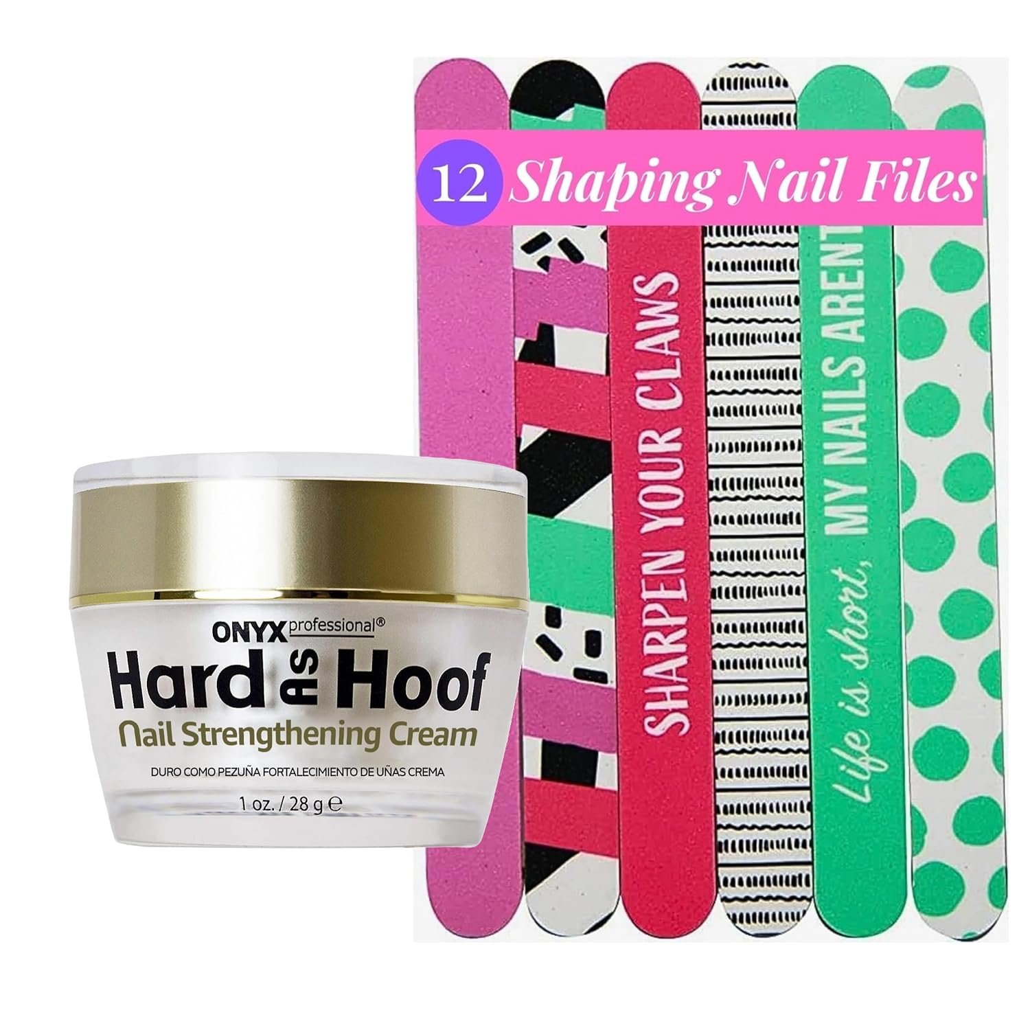 Hard As Hoof Nail Strengthening Cream with Coconut Scent Nail Strengthener & 12 PSC Nail File Kit Reusable Double Sided Professional Nail Files - Image 2