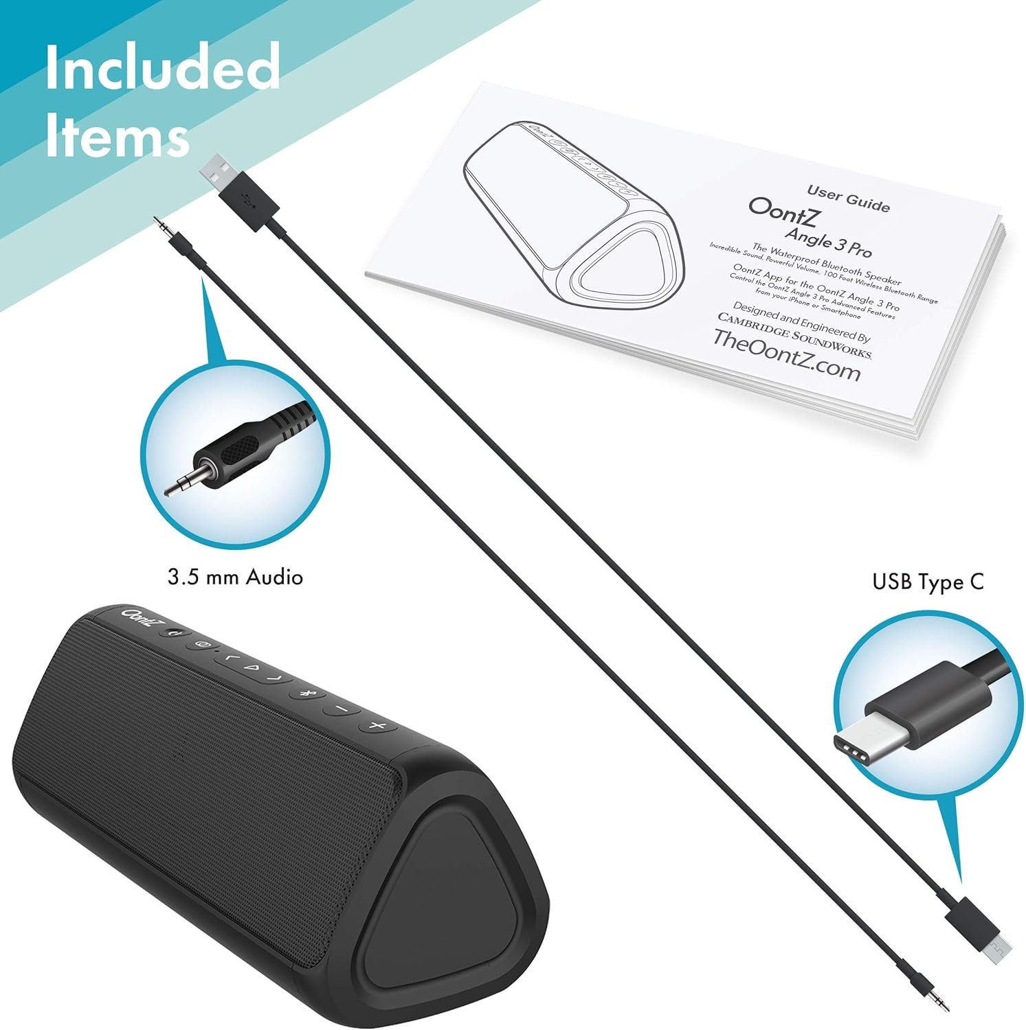 OontZ Angle 3 Pro - Waterproof Bluetooth Speaker, 21-Watts Louder Volume, Exceptional Sound & Bass, 100ft Wireless Range, Play Two Together for Dual Stereo, Bluetooth Speakers (Black) - Image 6