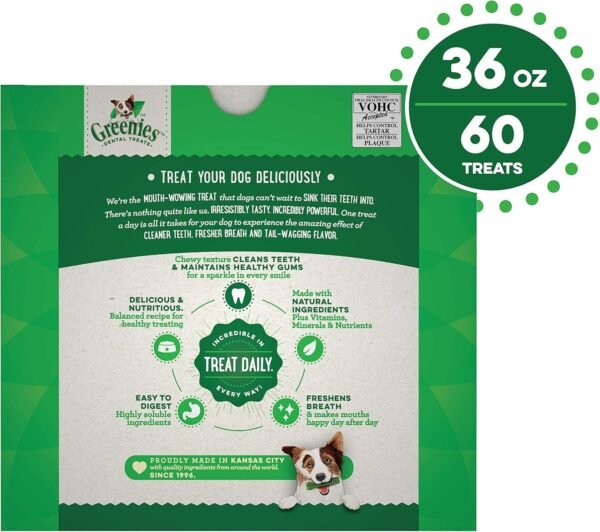 Greenies Original Petite Natural Dental Care Dog Treats, 36 oz. Pack (60 Treats) - Image 3