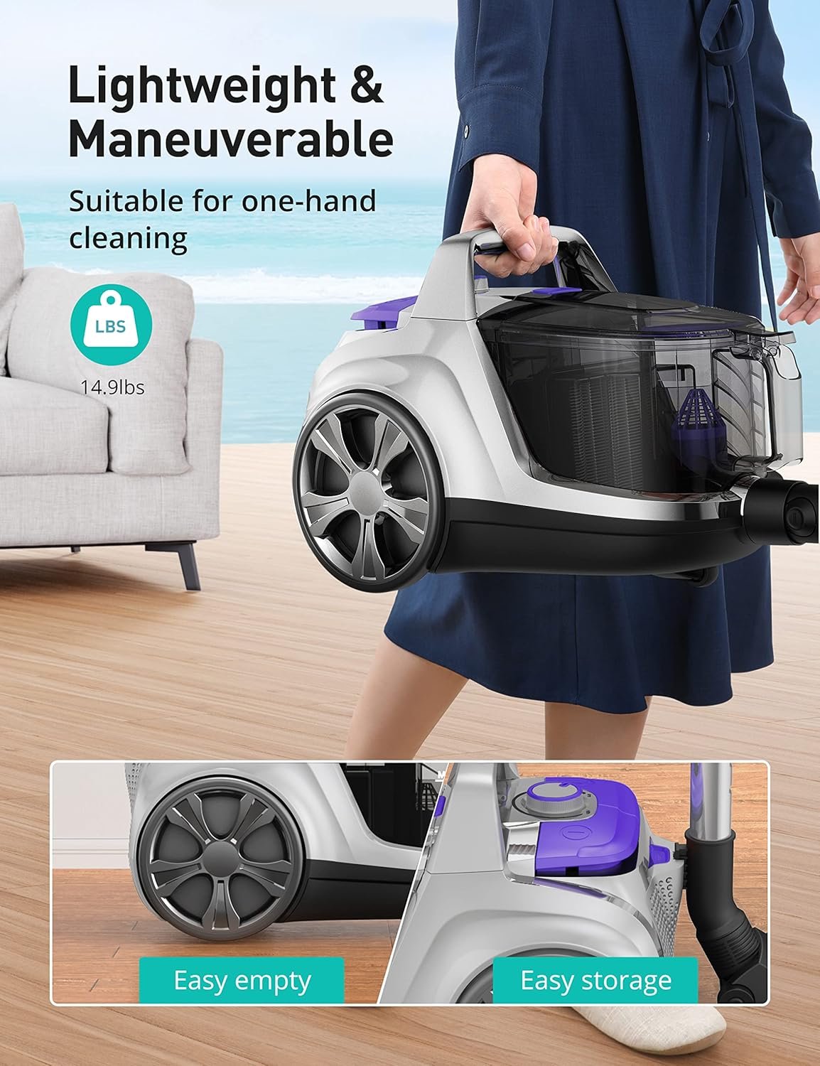 Aspiron Canister Vacuum Cleaner, Lightweight Bagless Vacuum Cleaner - Image 6