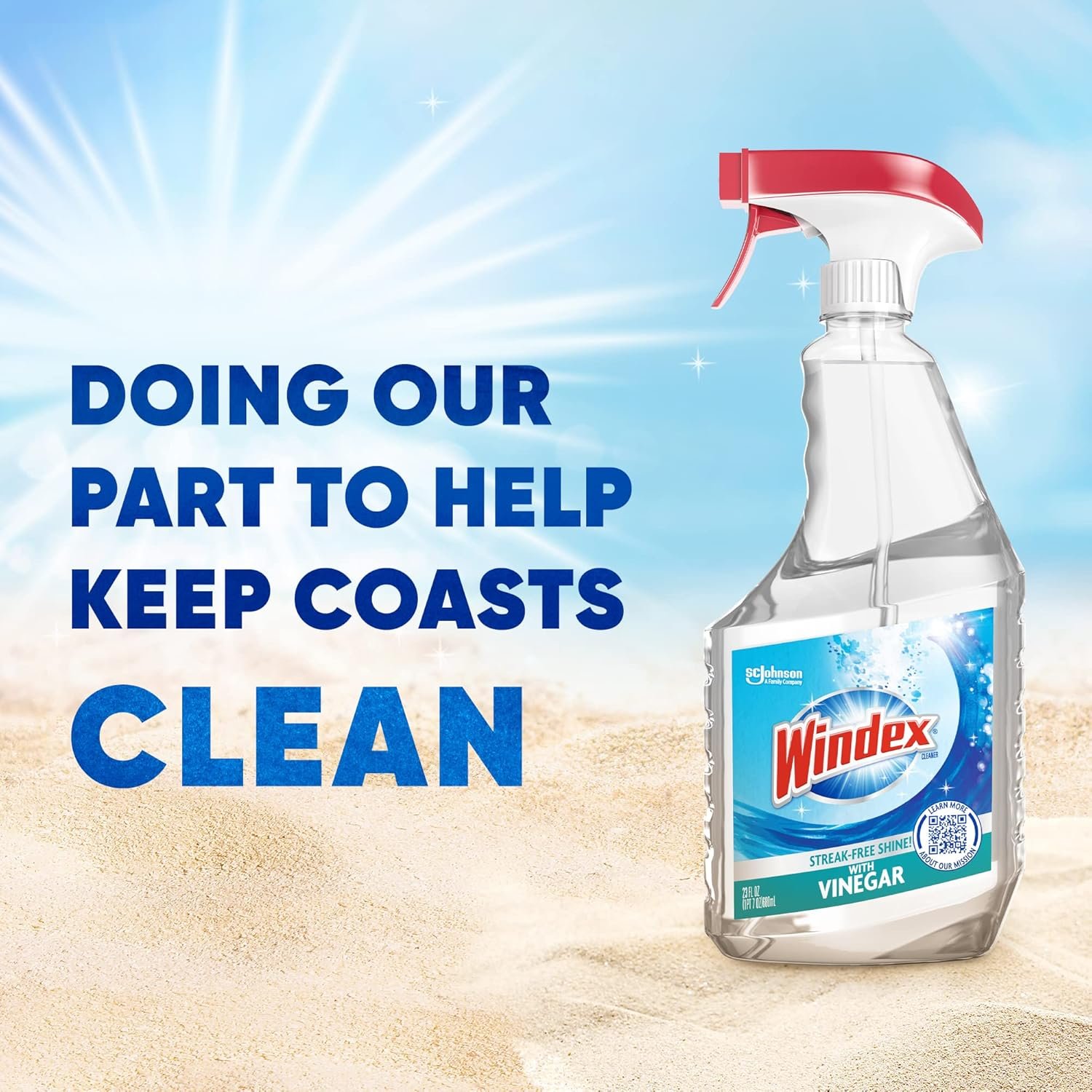 Windex with Vinegar Glass Cleaner Spray Bottle, Bottle Made from 100% Recovered Coastal Plastic, 23 fl oz - Image 5